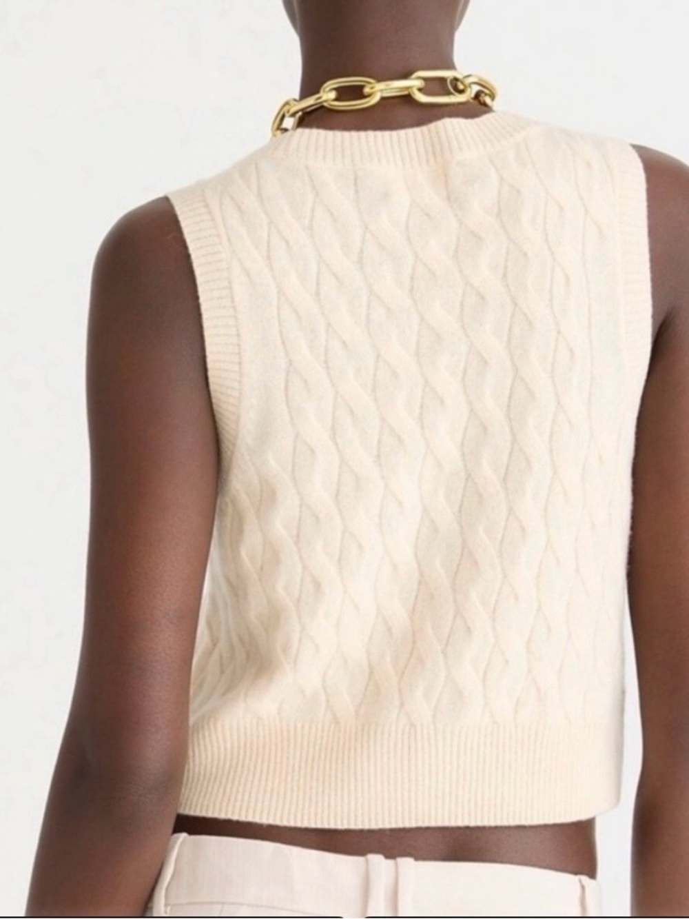 J. Crew cashmere cable knit vest in cream - Picture 5 of 6